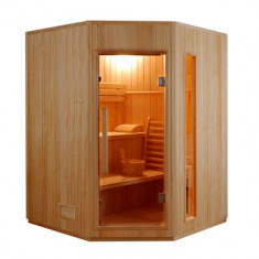 Sauna Finlandese angolare 3 posti Ten in Abete Canadese 150 x 150 CM
