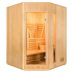 Sauna Finlandese angolare 3 posti Montana in Abete Canadese 150 x 150 CM